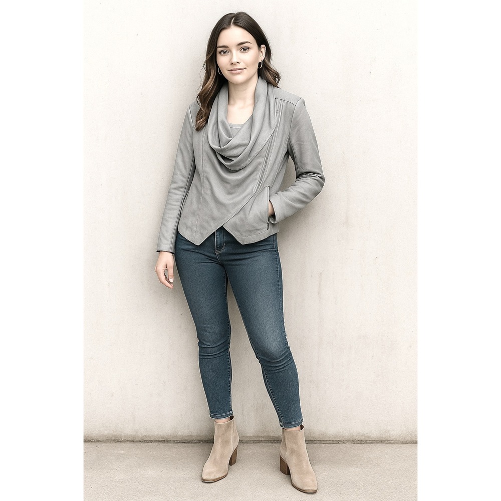 Blank NYC Light Gray Draped Bomber Jacket